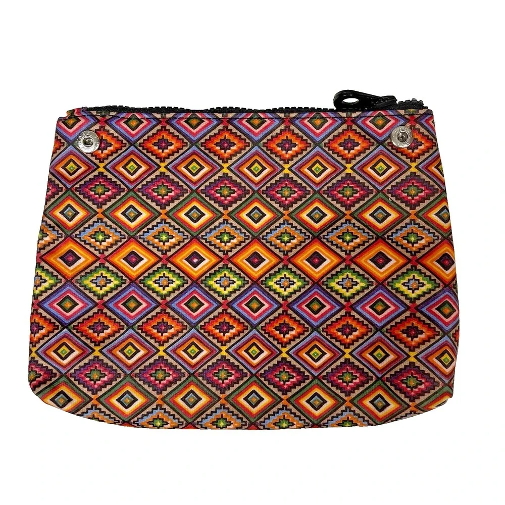 Jo & Jo Australia Cosmetic Makeup Bag Multicolor Diamond‎ Print